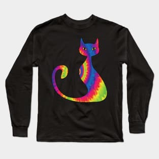 Cat calm tie dye pattern Long Sleeve T-Shirt